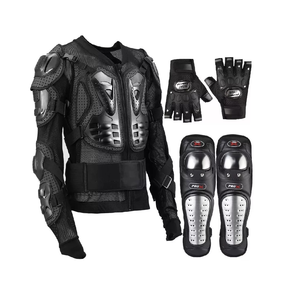 Kit Esqueleto Protector Incluye Rodilleras y Guantes Talla G