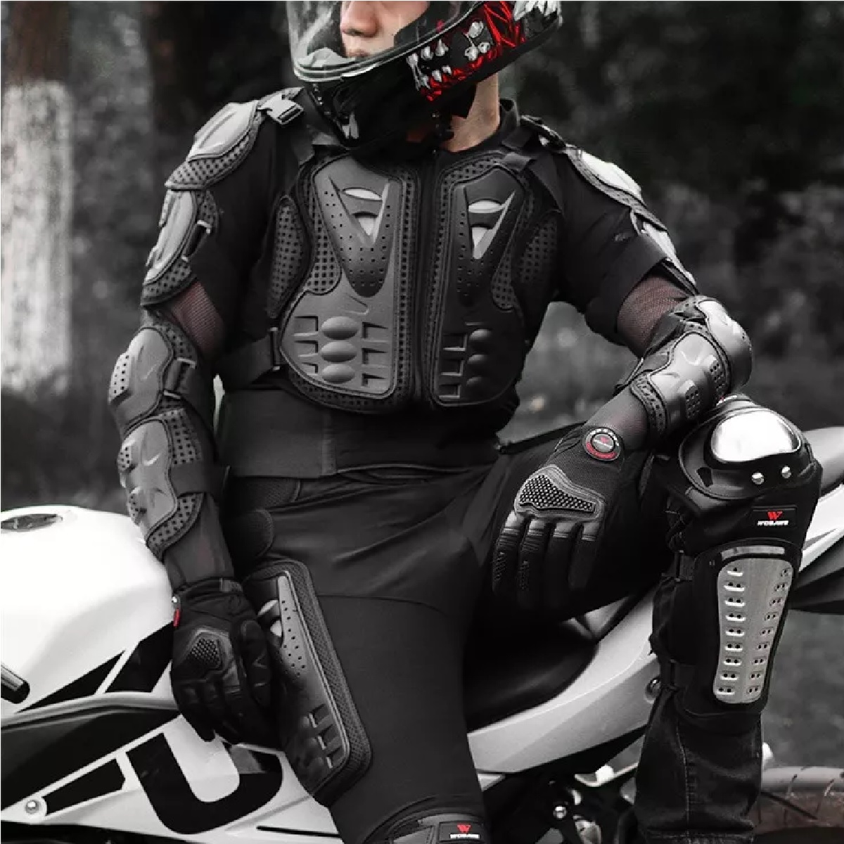 Kit Esqueleto Protector Incluye Rodilleras y Guantes Talla G