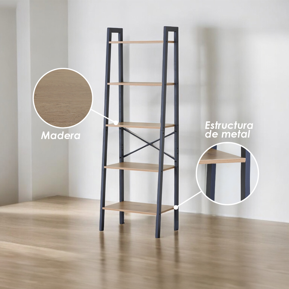 Ilios Innova | Librero Organizador 5 Estantes Estructura en A, Perfecto Para Organizar Libros