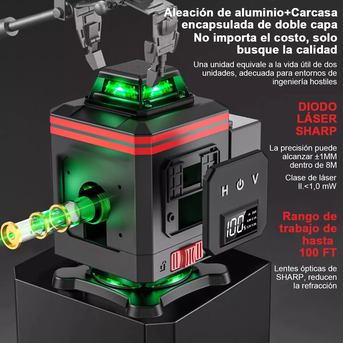 Niveles Laser 4d 3° Autonivelante Pantalla Digital 6 Líneas 
