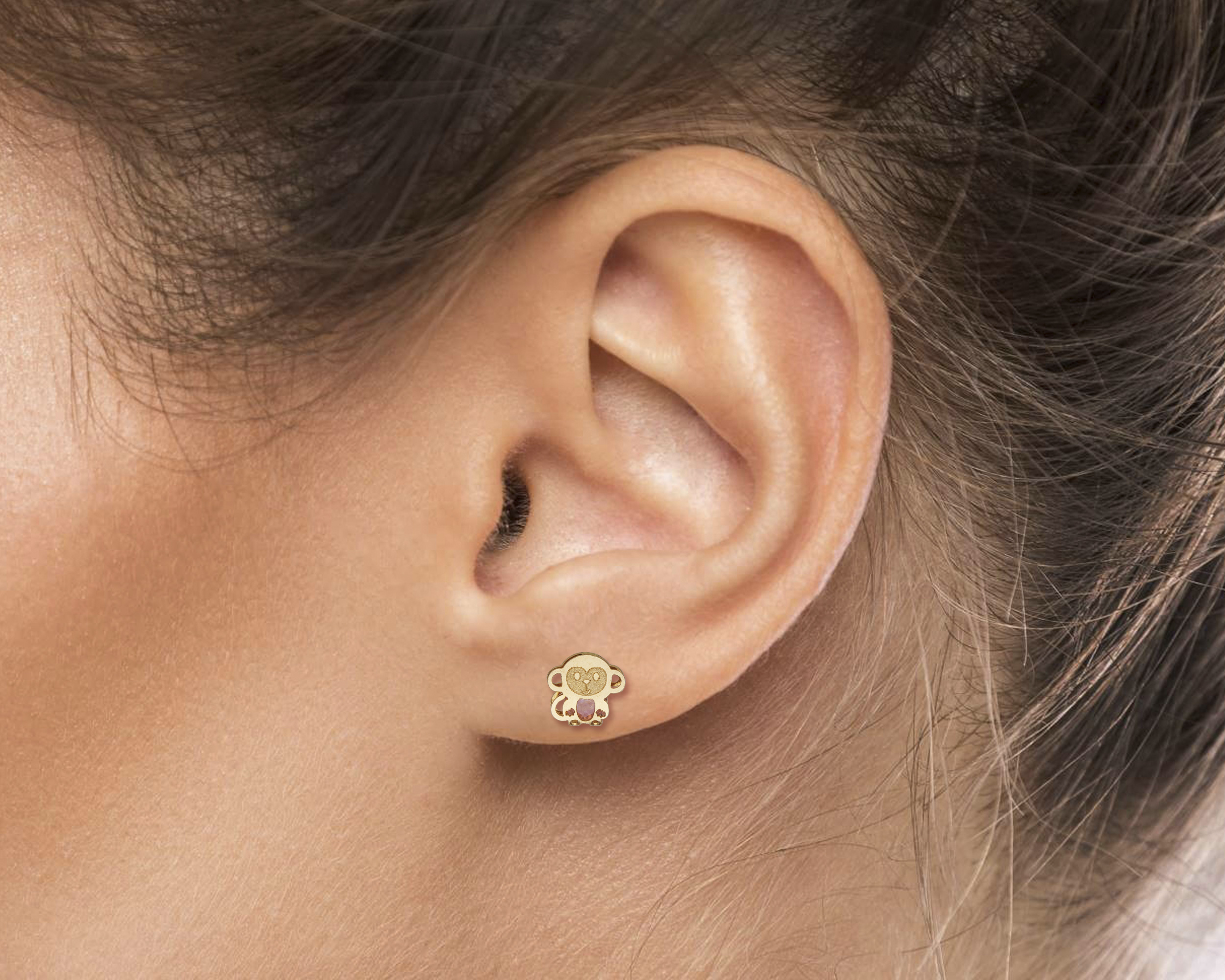 Broquel Arete Oro 10k Horoz Mono Circonia rosa S555