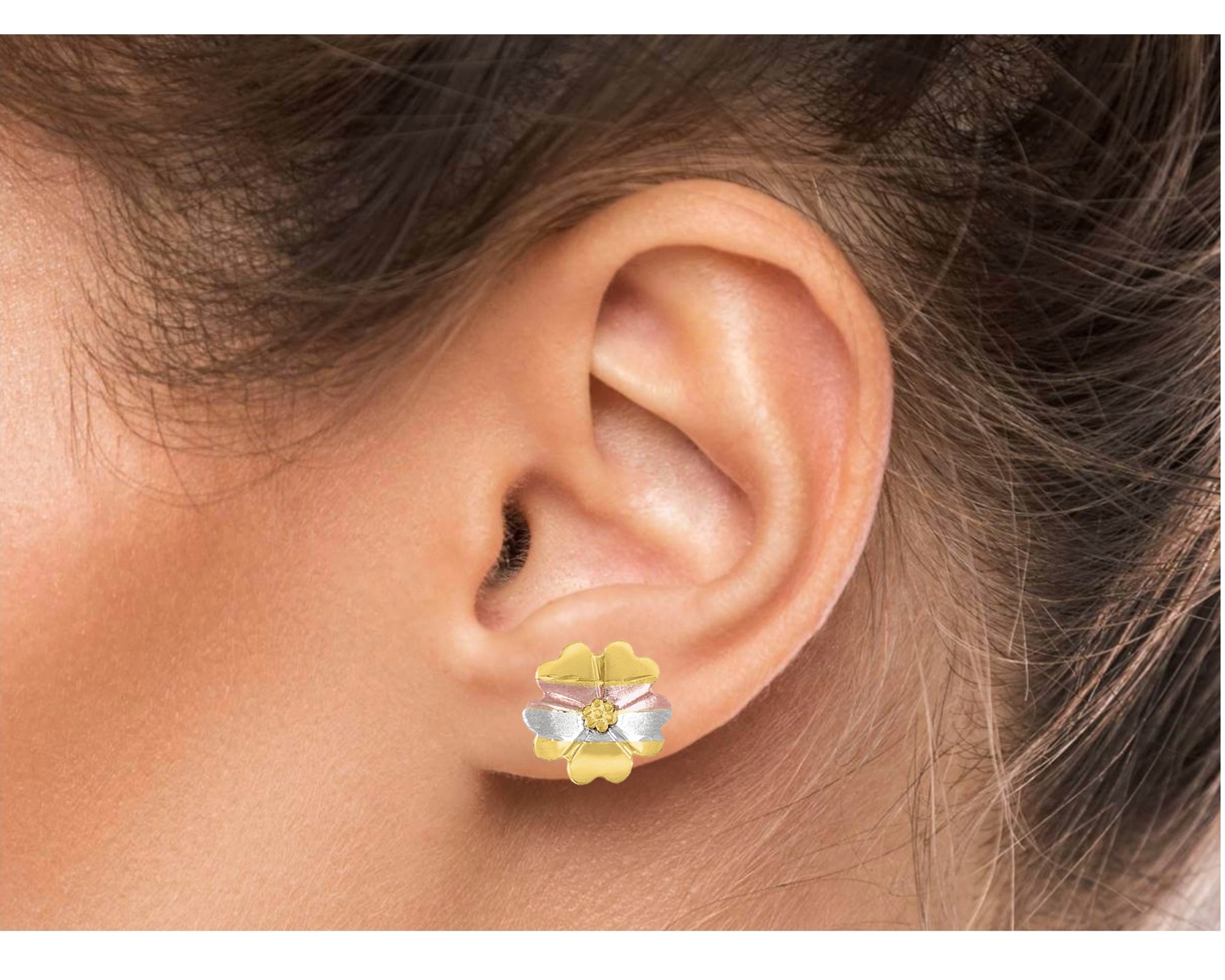 Arete Oro 10k Horoz Flor de Pensamiento Florentino S673