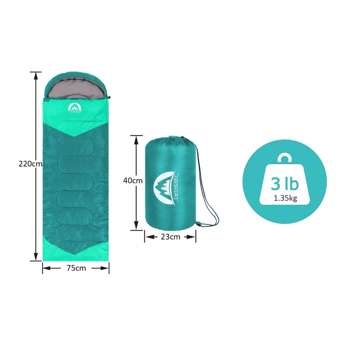 Saco De Dormir Para Acampar Para Adultos Verde Oscuro