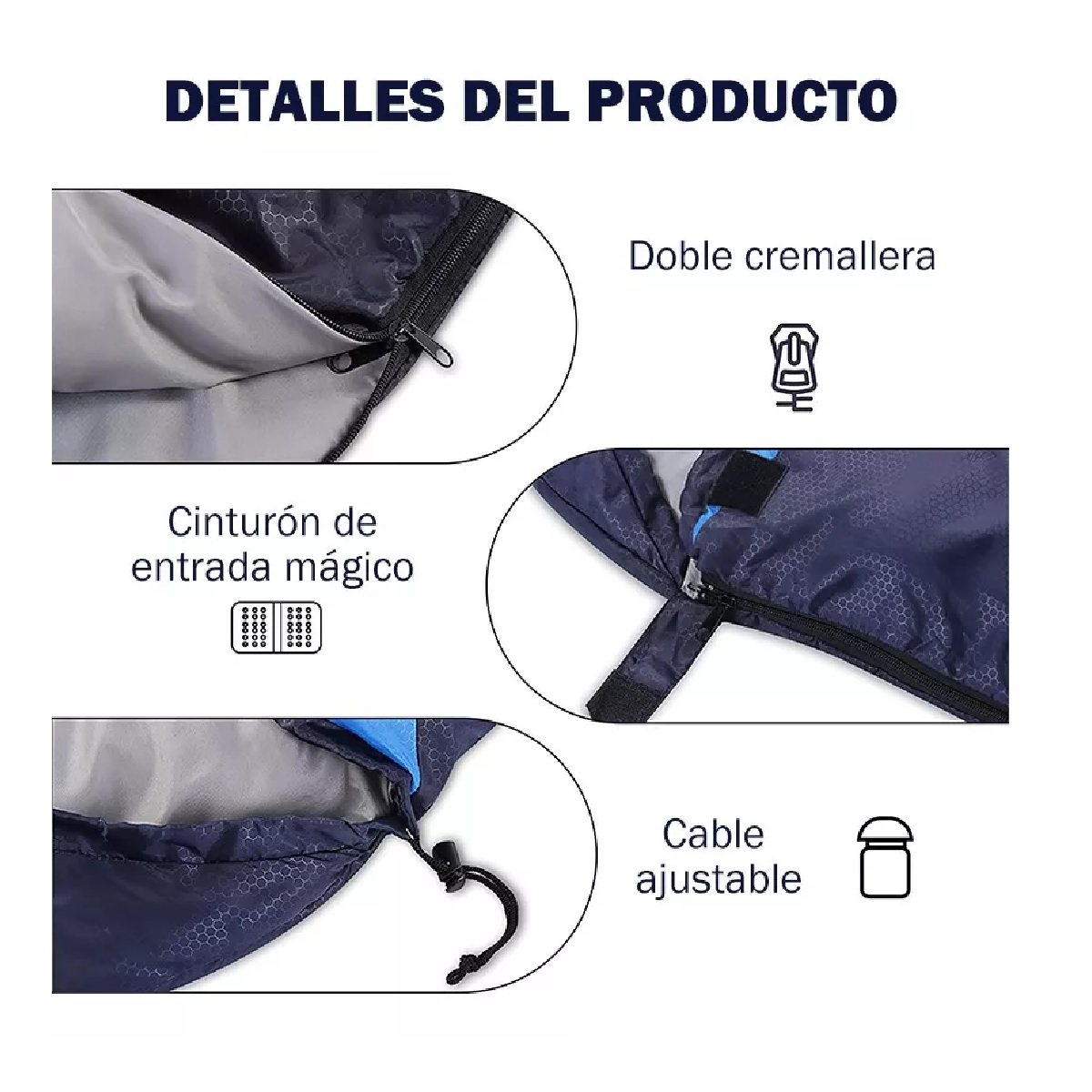 Saco De Dormir Portátil Para Cámping Interior Y Exterio Azul Marino