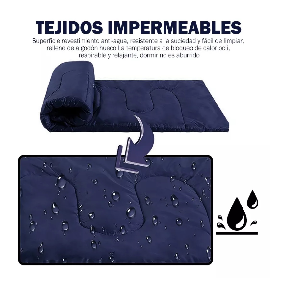 Saco De Dormir Portátil Para Cámping Interior Y Exterio Azul Marino