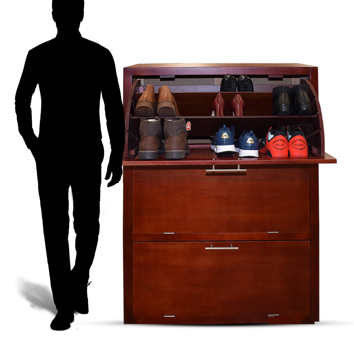 "Mueble Zapatero Moderno Minimalista Para 36 Pares O 24 Pares Caoba  "