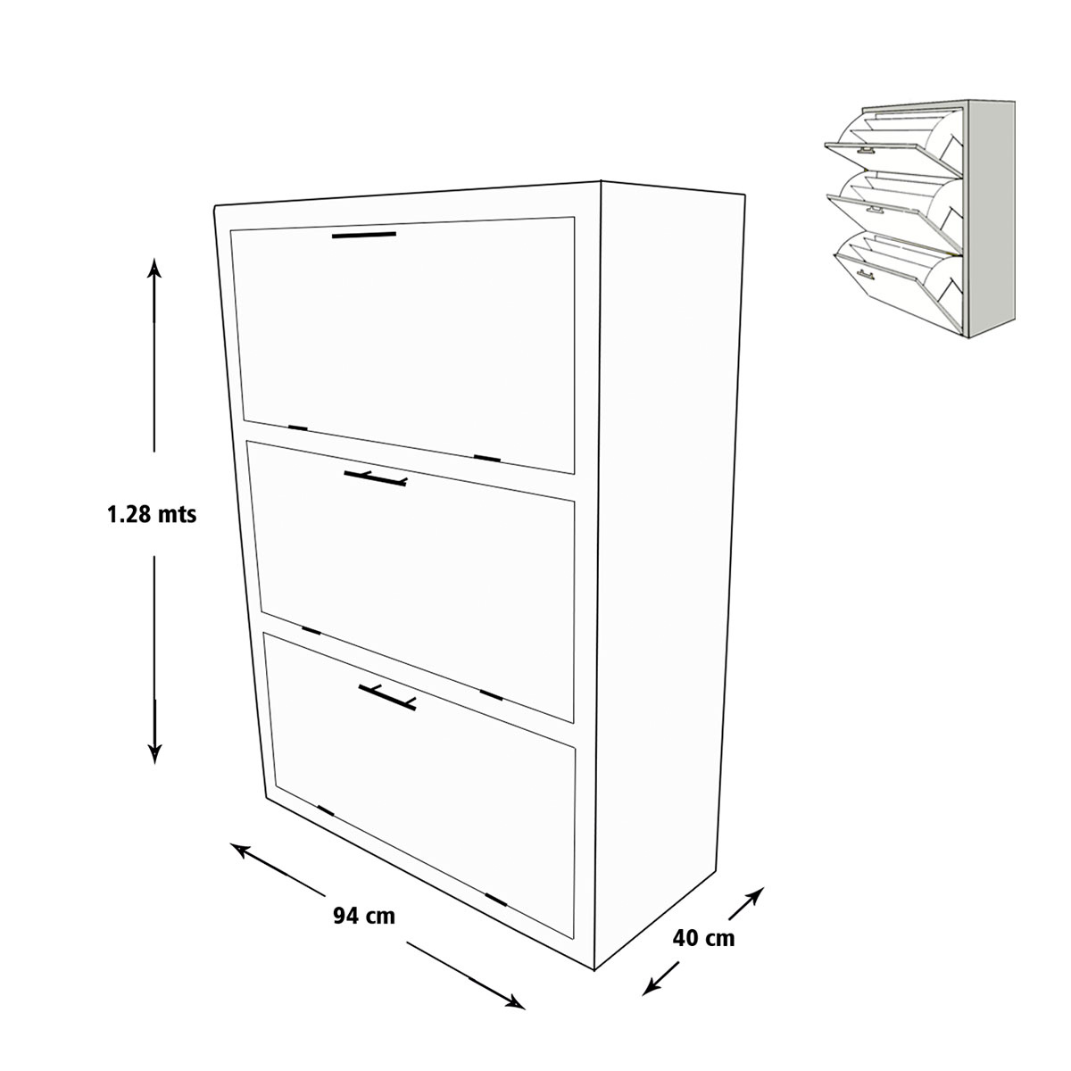 "Mueble Zapatero Moderno Minimalista Para 36 Pares O 24 Pares Caoba  "