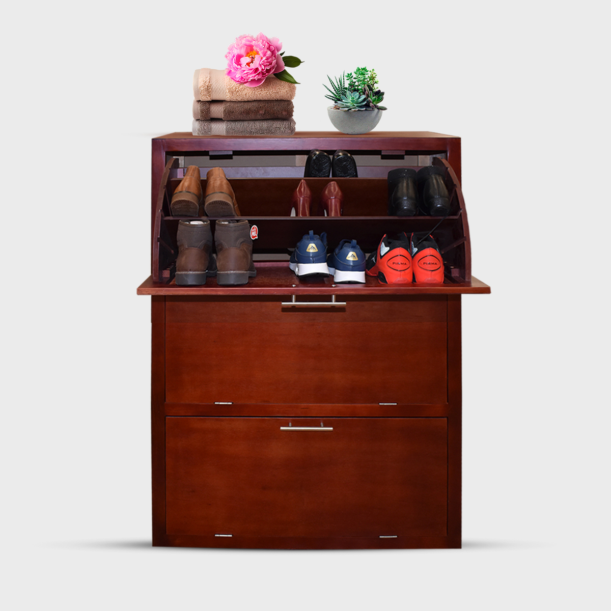 "Mueble Zapatero Moderno Minimalista Para 36 Pares O 24 Pares Caoba  "
