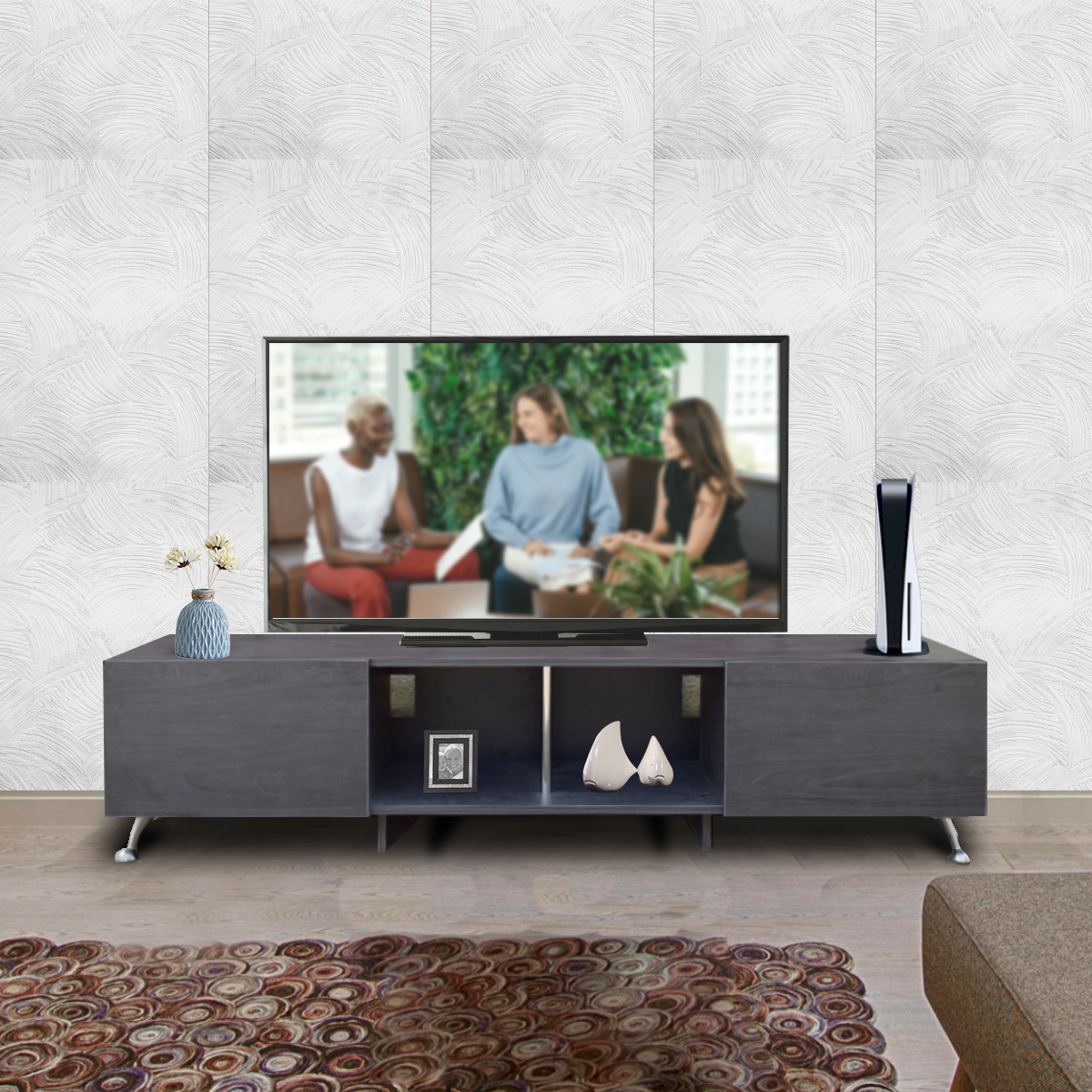  Mueble para TV de 90" London 200 mts  Minimalista y Practico Hogare Gris Storm 