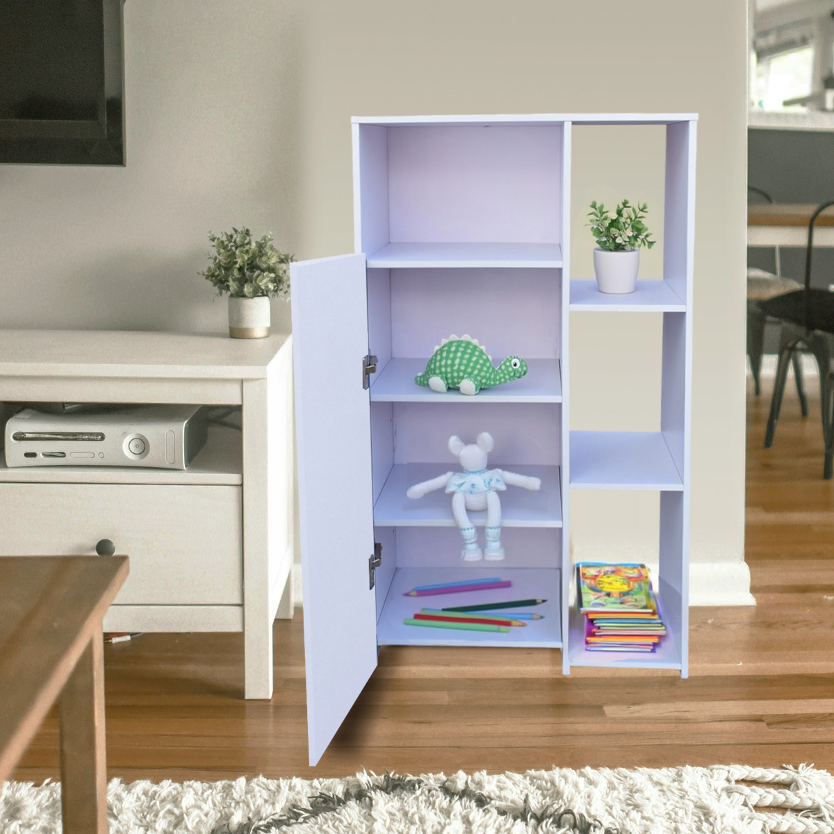 Hogare Mueble Alacena Despensero Organizador Practico Multiusos de melamina de alta resistencia, con puerta y estantes Color Blanco