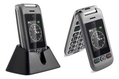 Pantalla Doble Liberado Senior Flip Teléfono Para Personas Mayores Con Base De Carga,artfone 4g Desbloquead Senior Teléfono Celular Con Linterna Y Sos