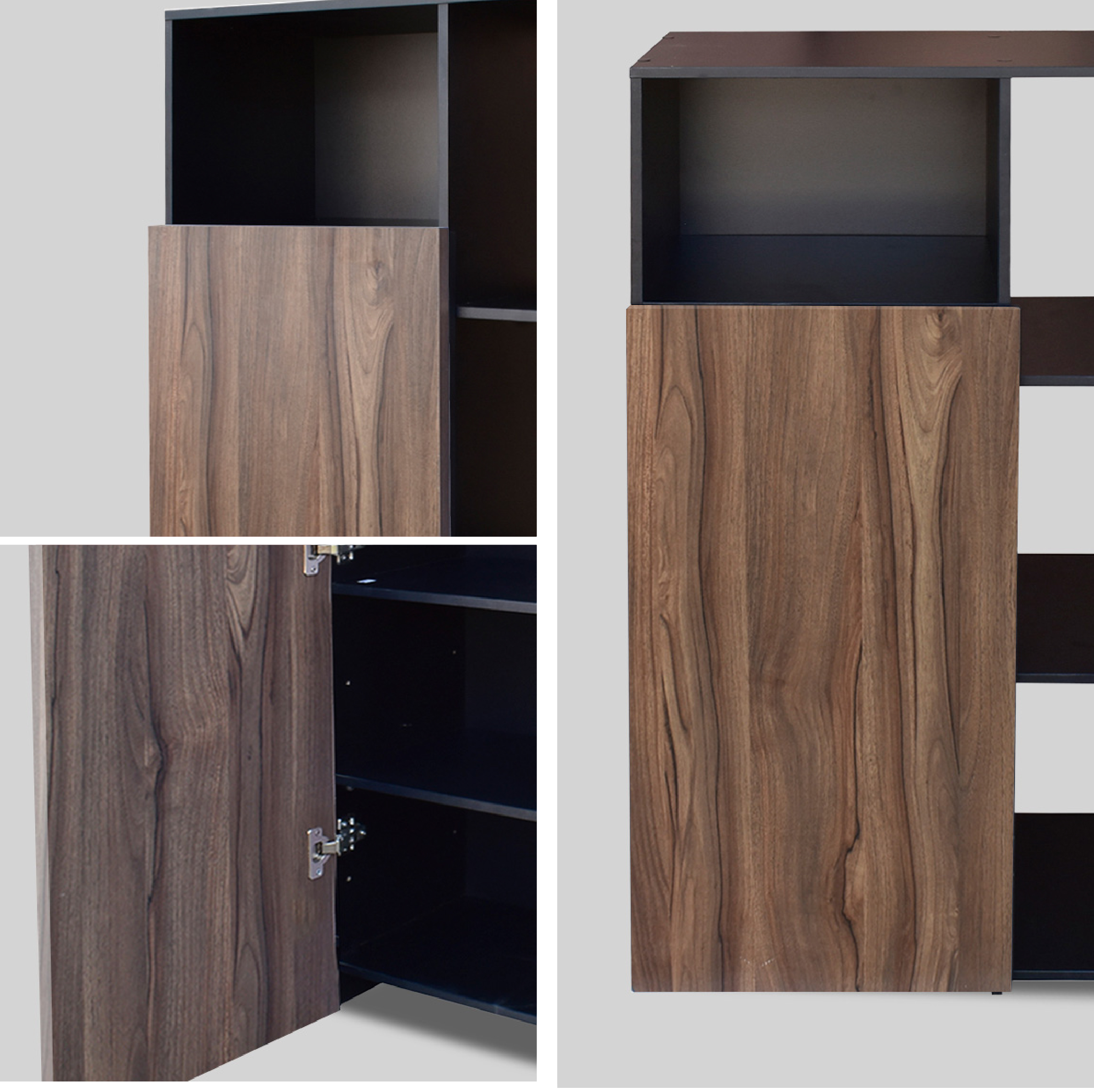 Hogare Mueble Alacena Despensero Organizador Practico Multiusos de melamina de alta resistencia con puerta y estantes Color Negro Parota