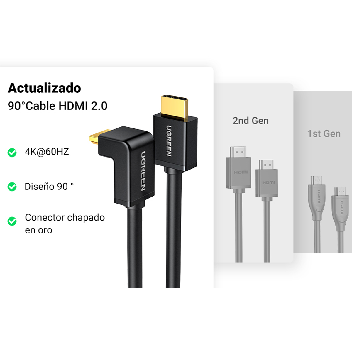 Cable Hdmi Angulo 90° 1m 4K