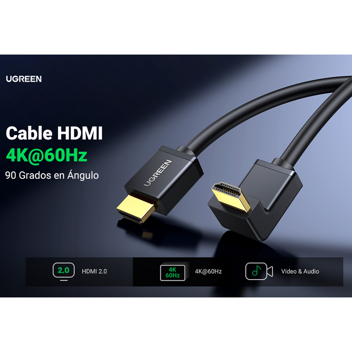 Cable Hdmi Angulo 90° 1m 4K
