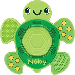 A Nuby Teethe N' Pop - Mordedor sensorial de juego – Juguete de dentición sin BPA – 3+ meses – Tortuga