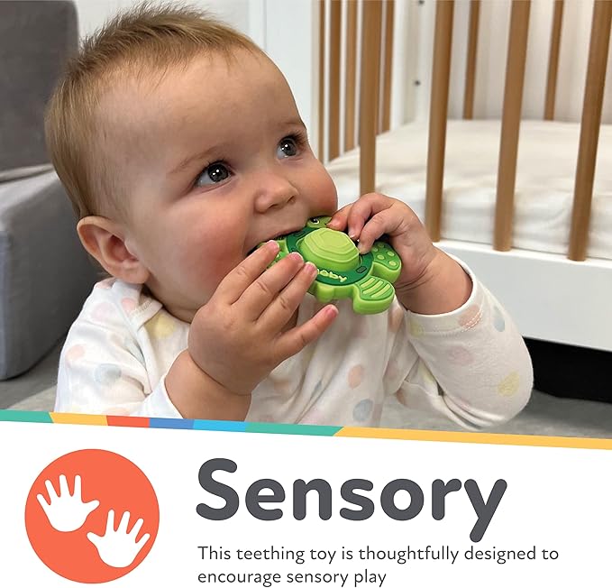 A Nuby Teethe N' Pop - Mordedor sensorial de juego – Juguete de dentición sin BPA – 3+ meses – Tortuga