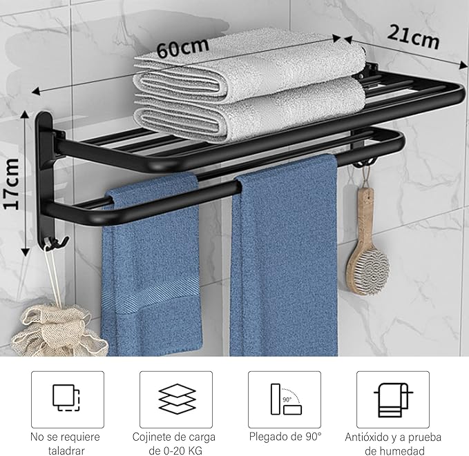 A DEKITA Estante de Toallas, Toalleros de Baño Pared