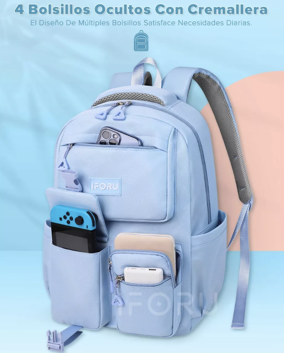 Mochila Escolar Viaje Bolsa Para Laptop 15.6 Inch Iforu 30L  Regreso a clases T