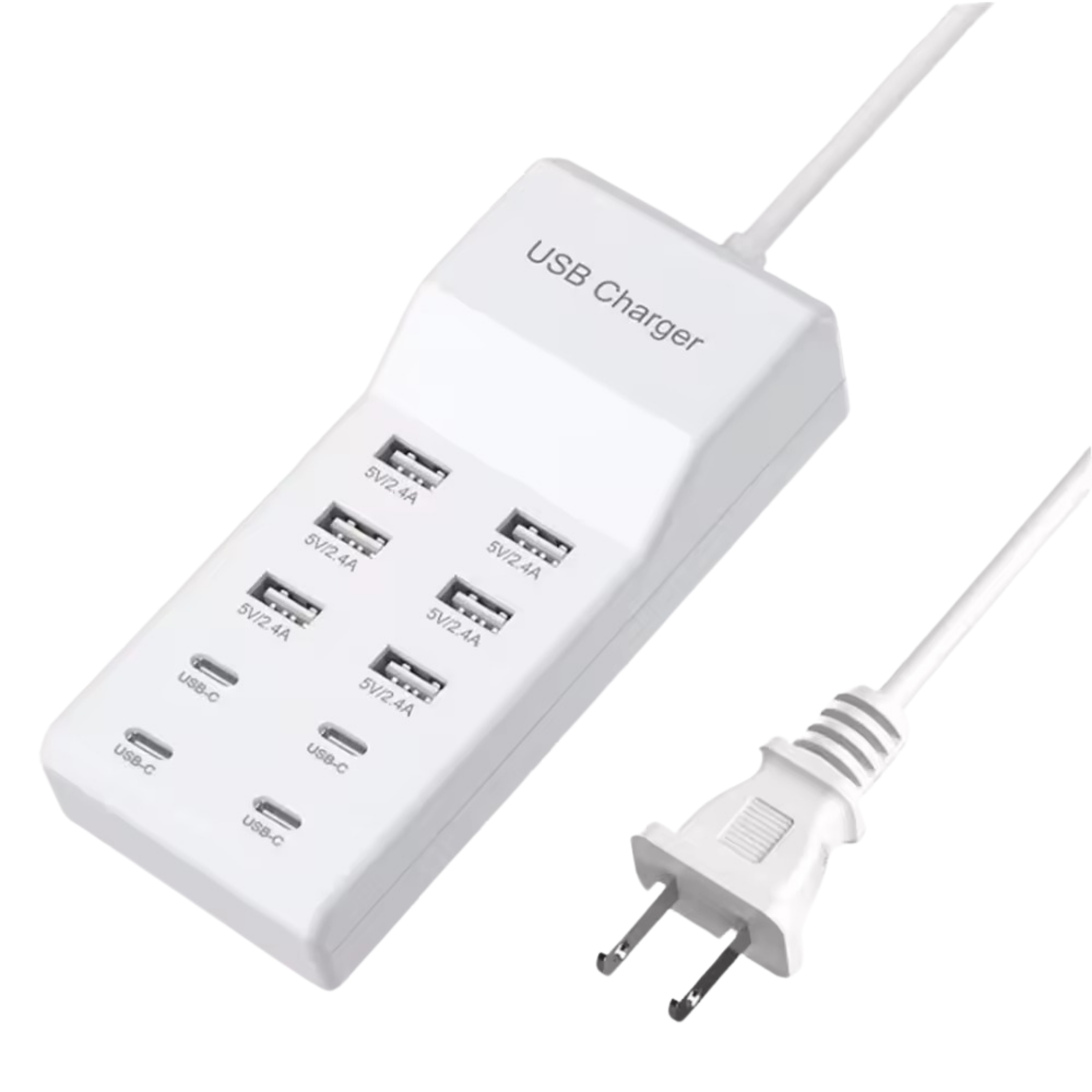 Cargador De Pared USB Y Tipo C Multi Contacto de 10 Puertos de 50 W