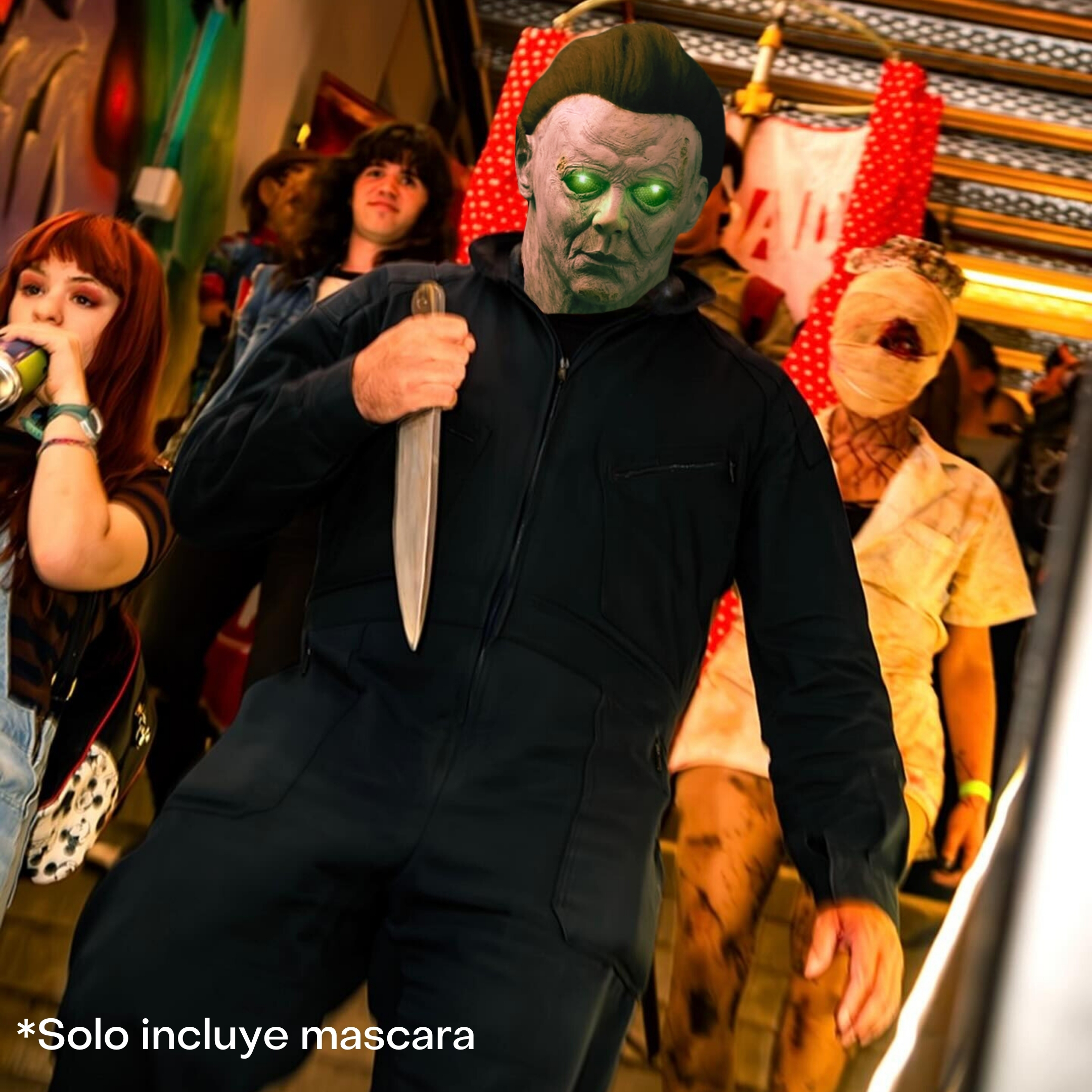 Mascara de Michael Myers Halloween Disfraz Látex Luz LED