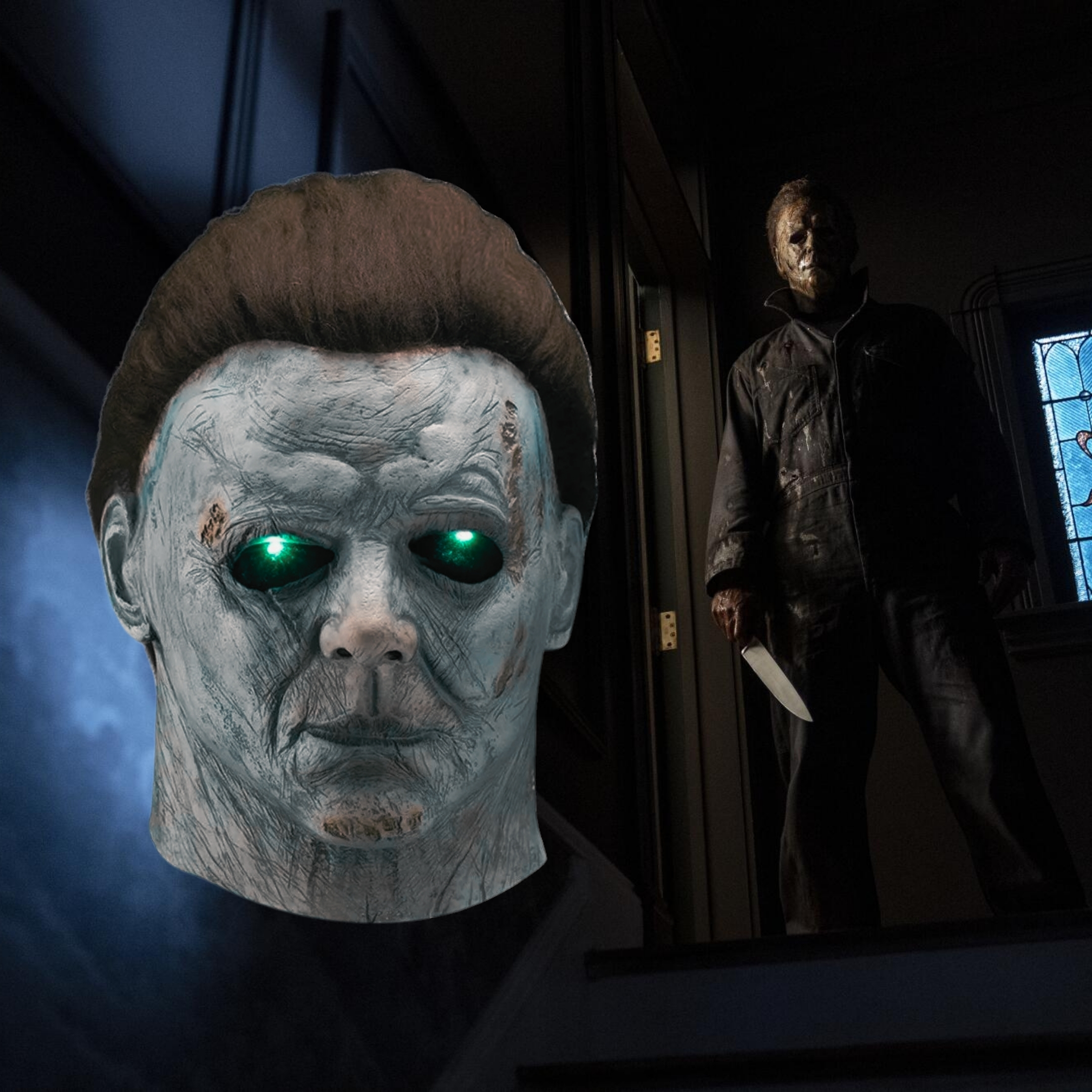 Mascara de Michael Myers Halloween Disfraz Látex Luz LED