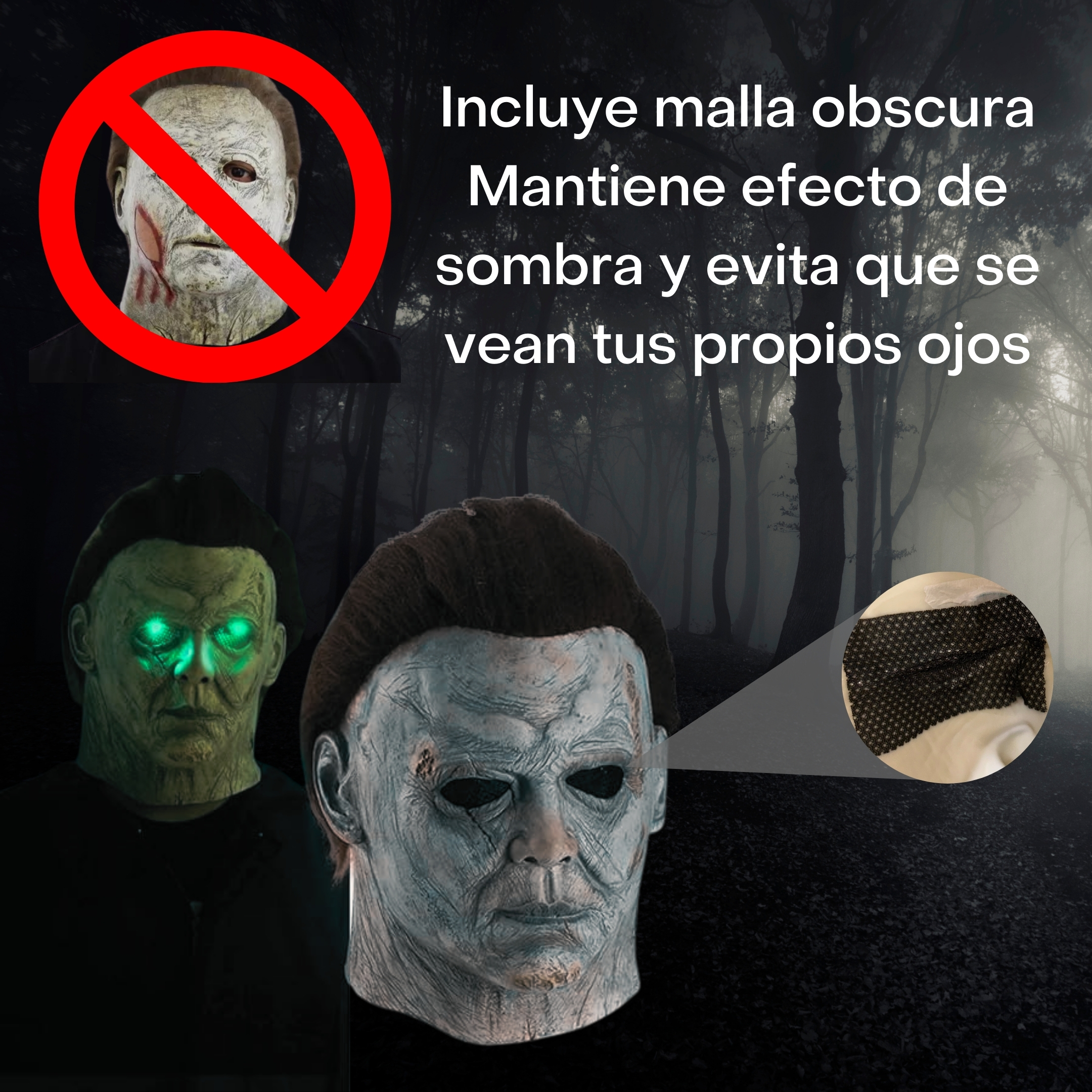 Mascara de Michael Myers Halloween Disfraz Látex Luz LED