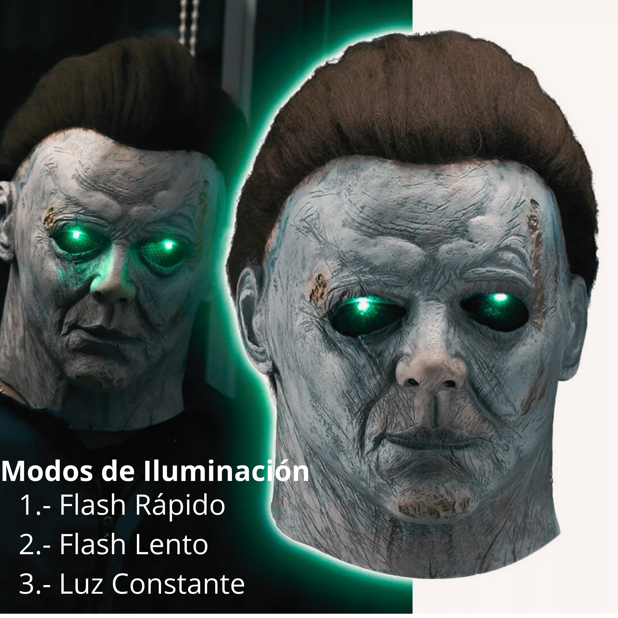 Mascara de Michael Myers Halloween Disfraz Látex Luz LED