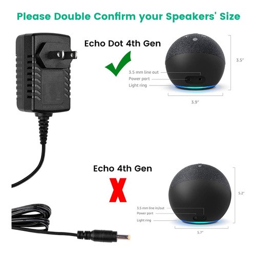 Eliminador Amazon Alexa Echo Dot 4ta 3ra Generación 12v 15w negro