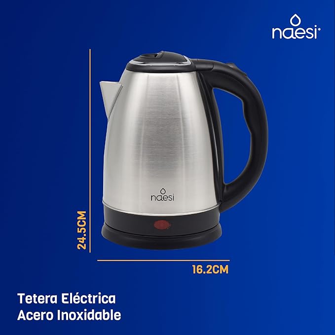 A Tetera Eléctrica 1.8 Litros Naesi Hervidor Eléctrico Acero Inoxidable AN301