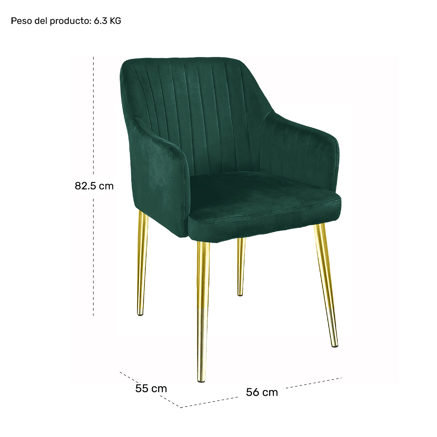 Set 2 Sillones Sillas Comedor Modernos Terciopelo Elegantes Verde