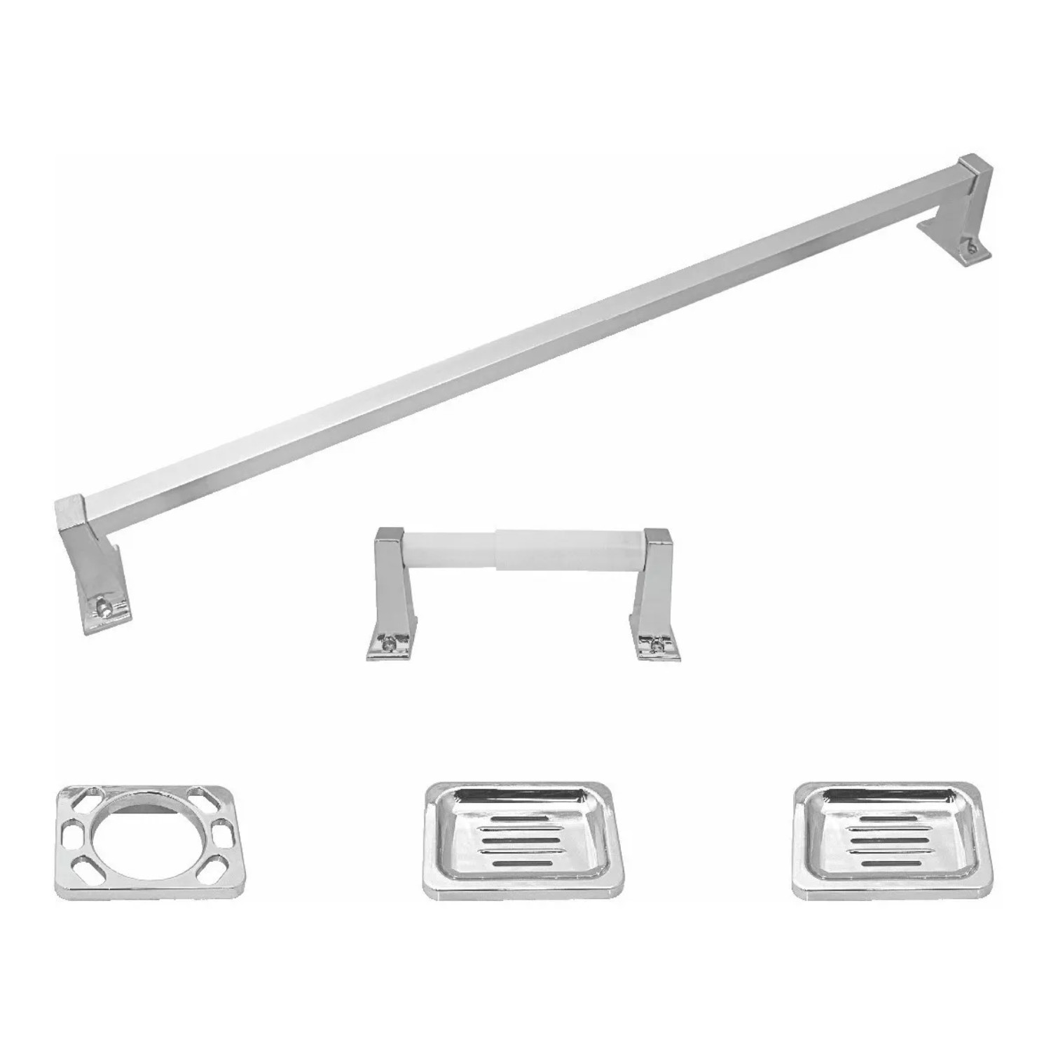 Juego de 5 accesorios de baño de cerámica para baño blanco 04_0003582