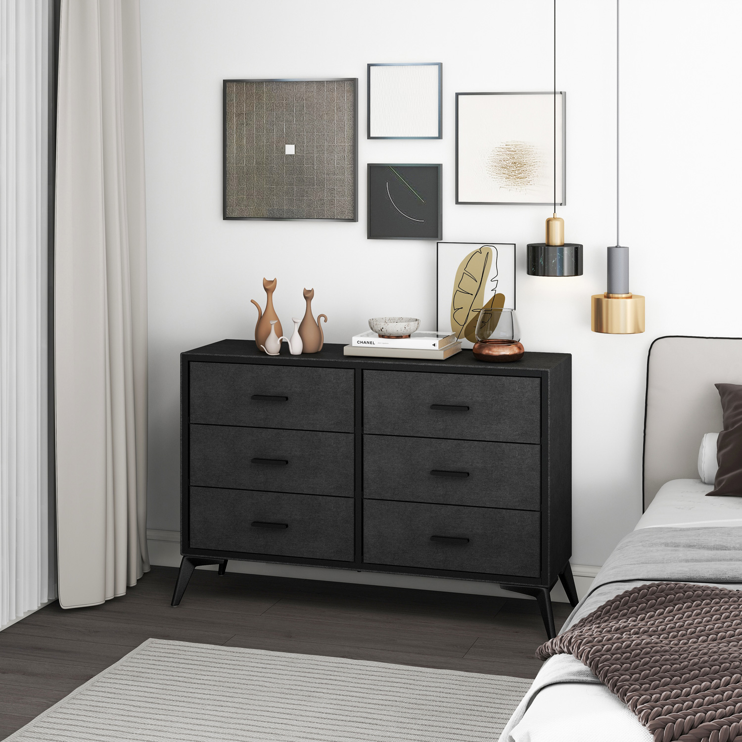 Comoda Mueble Cajonera Buro 6 Cajones Tela Tejido Recamara