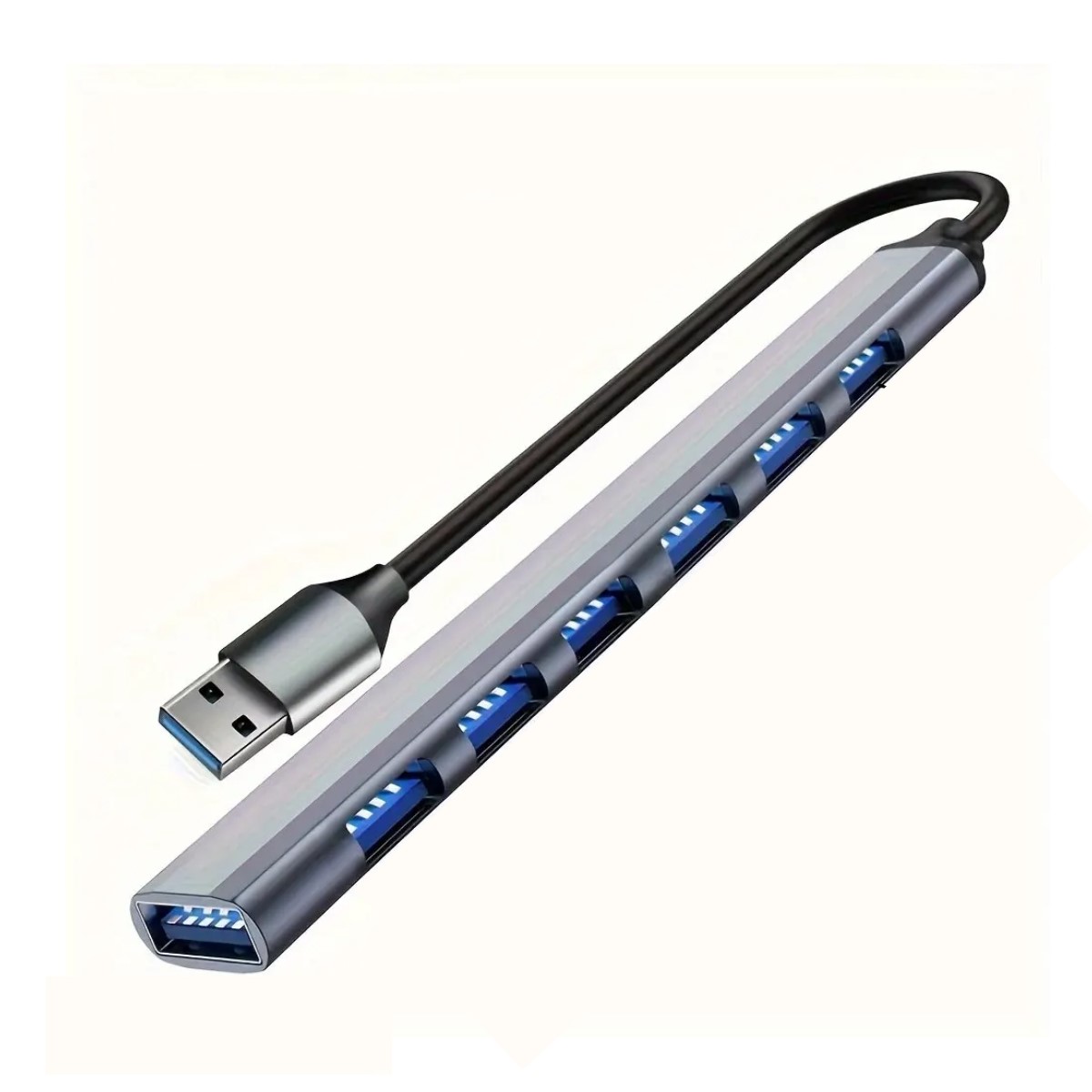 Hub Splitter Usb multicontacto Computadora Portatil Pc Macbook led gris memorias 3.0 2.0 7 en 1