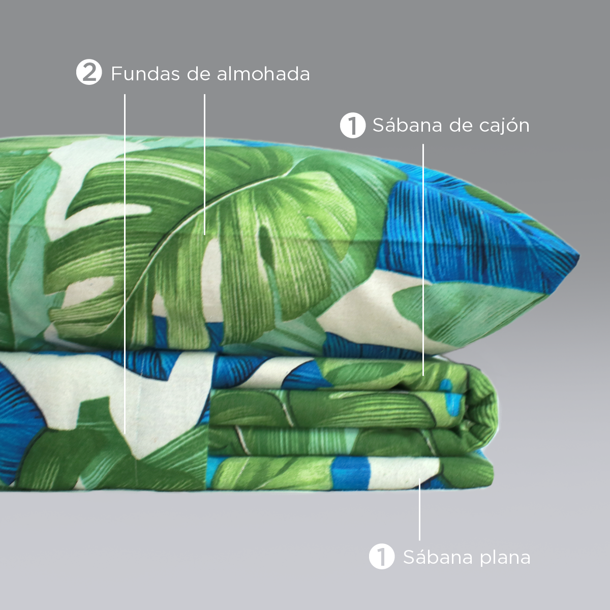 Sábana De Franela Matrimonial Estampado - Verdo Algodón 100% - Tacto Suave