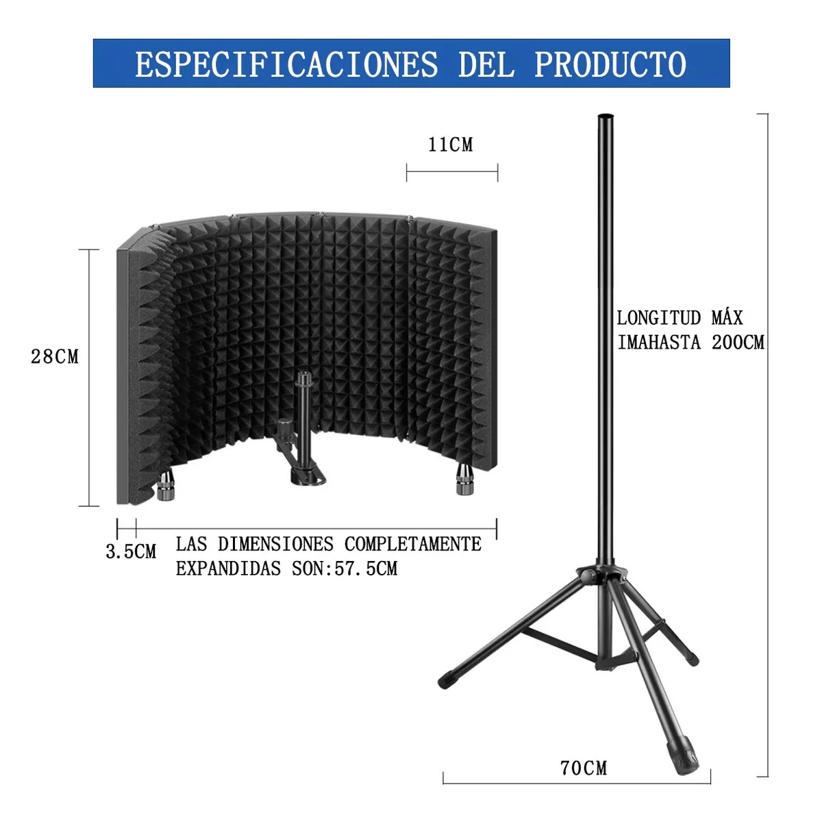 Escudo De Aislamiento De Micrófono Plegable Sonido 