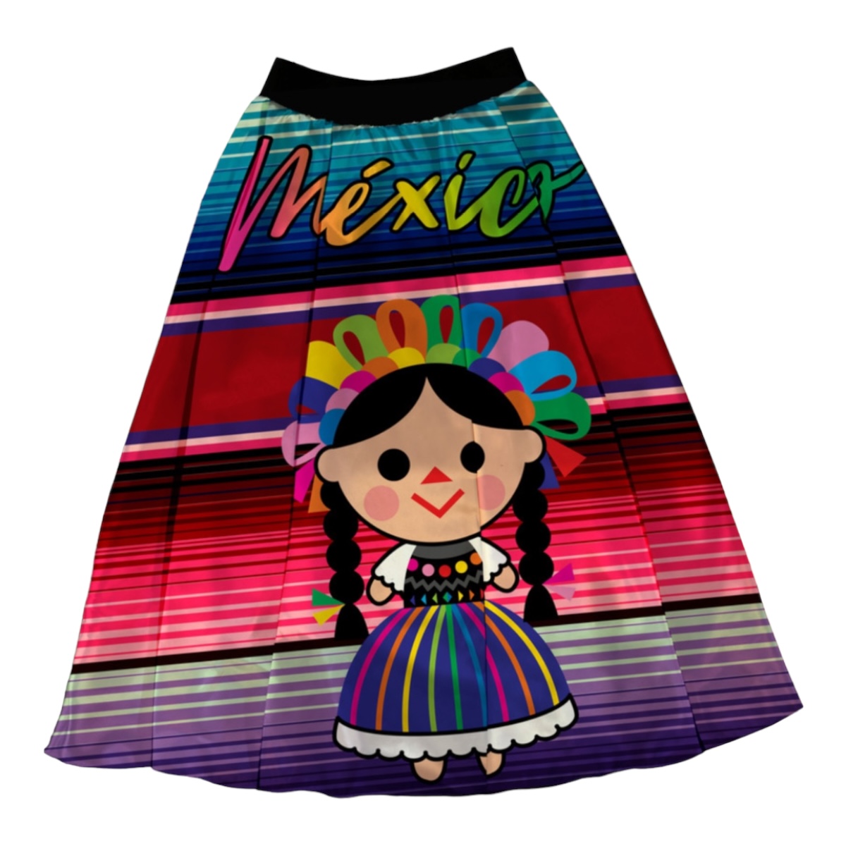 Falda Mexicana Fiestas Patrias Muñeca Lele Disfraz Mexicano
