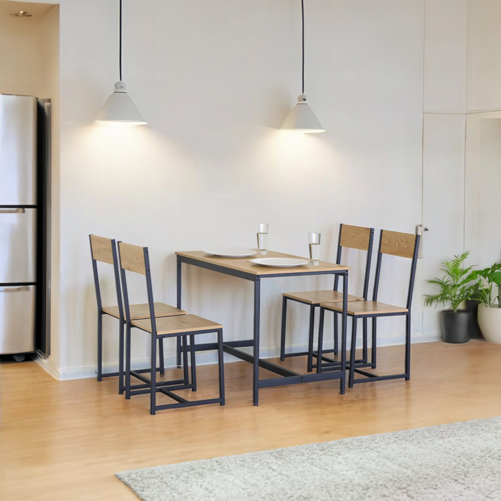 Ilios Innova | Comedor para 4 Personas, Madera y Metal durable y versátil