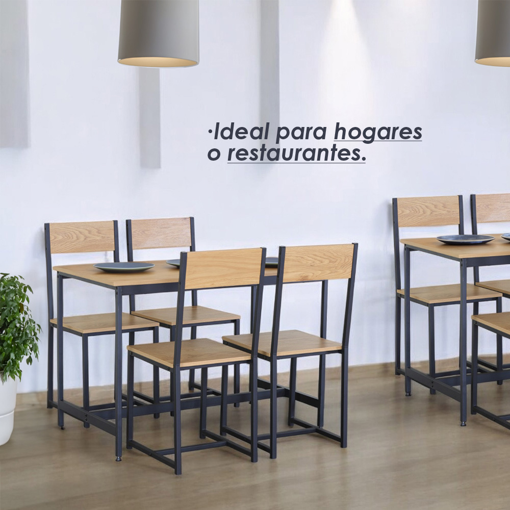 Ilios Innova | Comedor para 4 Personas, Madera y Metal durable y versátil