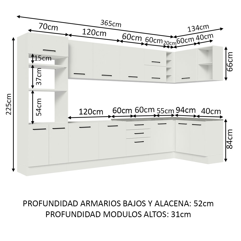 Cocina Integral de Esquina Agata Madesa 499cm BB 01