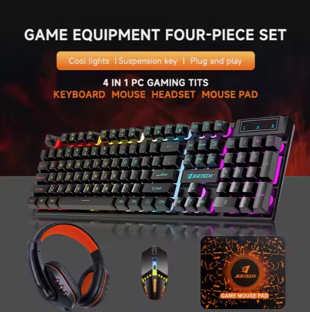 Paquete Gamer Teclado, Mouse, Auriculares y Mousepad - Jertech