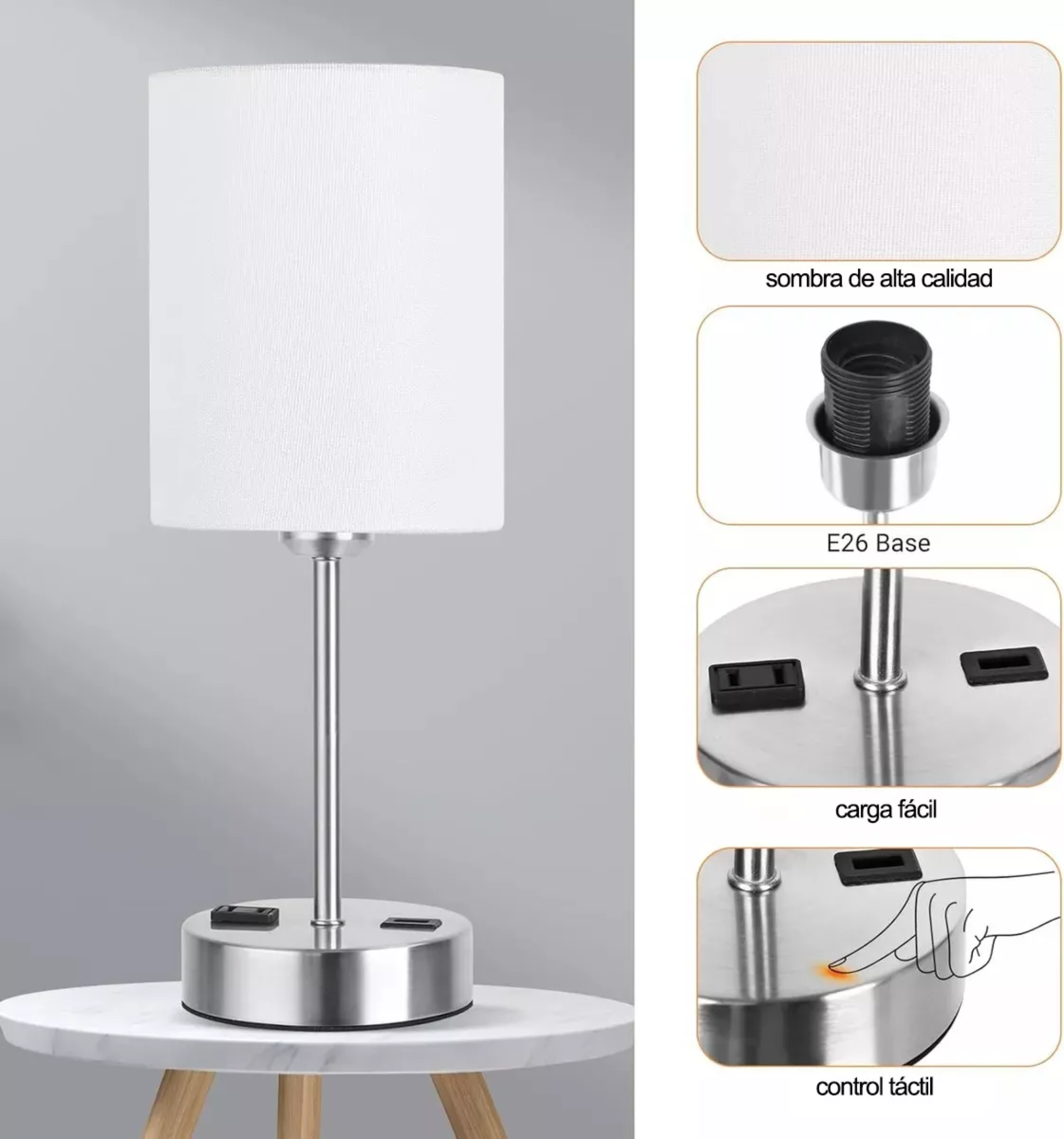 Lámparas De Mesa De Buró Táctil 2pcs Para Iluminación Hogar