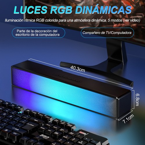 Bocina Bluetooth Con Subwoofer Con Luces Rgb Led Para Pc/tv