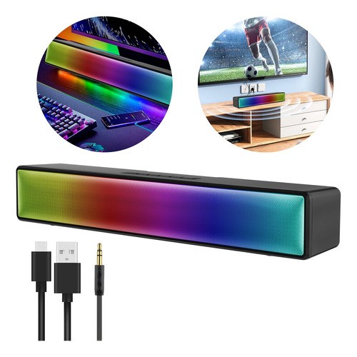 Bocina Bluetooth Con Subwoofer Con Luces Rgb Led Para Pc/tv