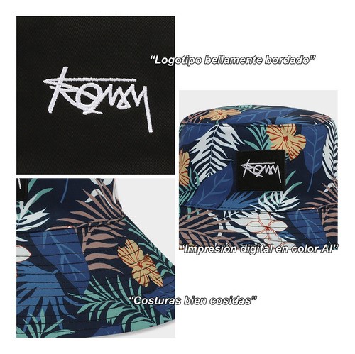 Gorro Bucket Hat Sombrero Para Sol Unixes Cocotero negro