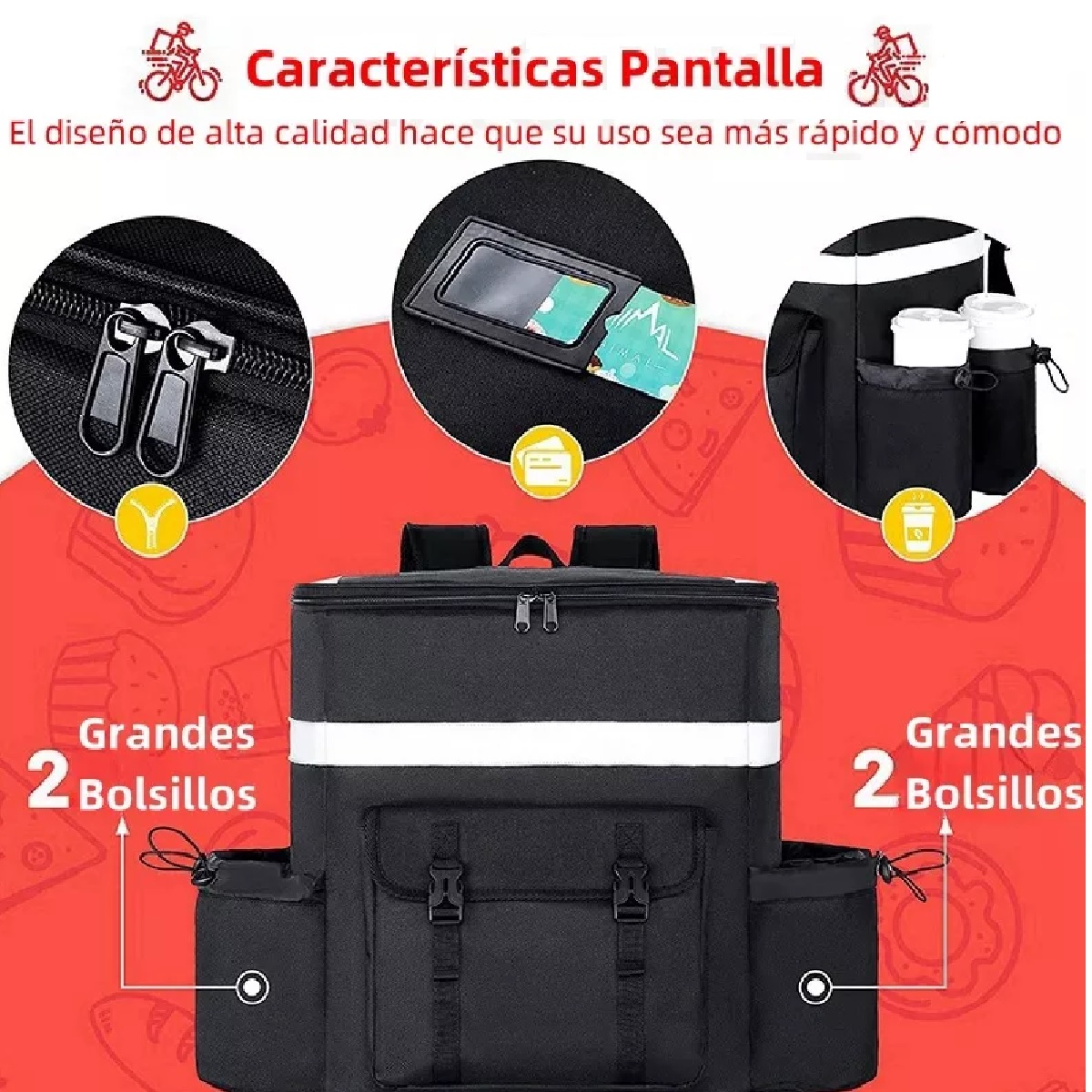Mochila Térmica Multifuncional Delivery Backpack Repartidor Con Divisores 