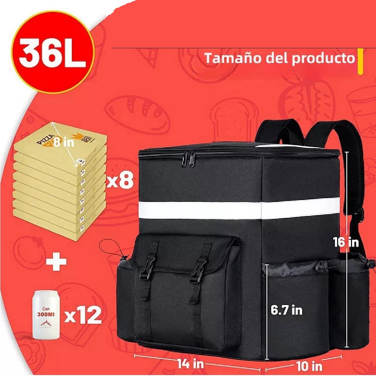 Mochila Térmica Multifuncional Delivery Backpack Repartidor Con Divisores 