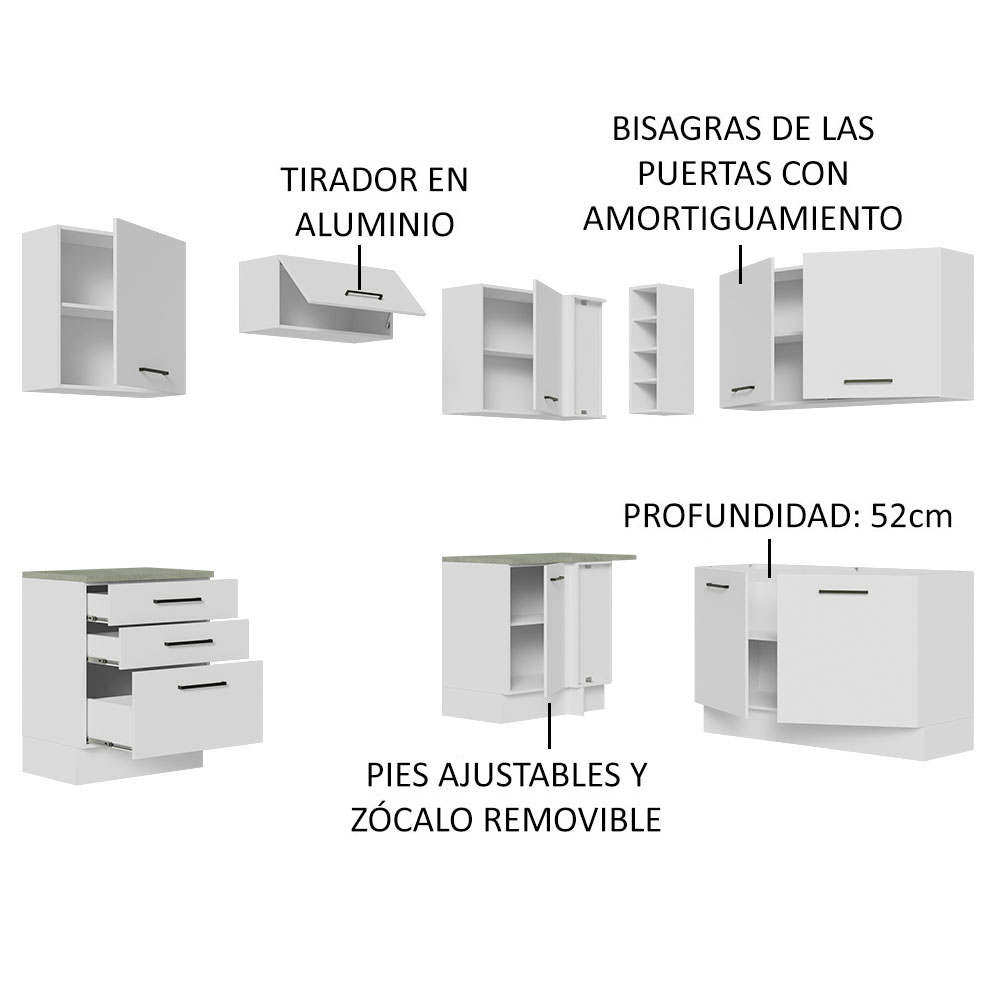 Cocina Integral de Esquina Ágata Madesa 399cm Blanco 02