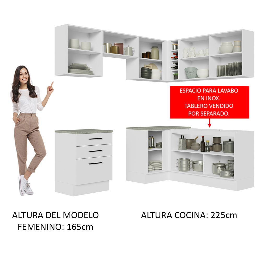 Cocina Integral de Esquina Ágata Madesa 399cm Blanco 02