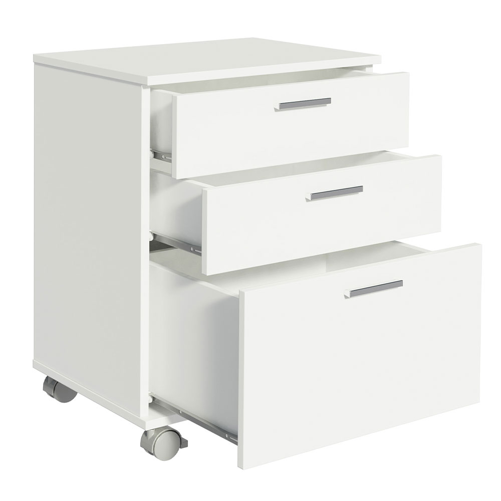 Cajonera para Baño con 3 Cajones y Ruedas Madesa Blanco 