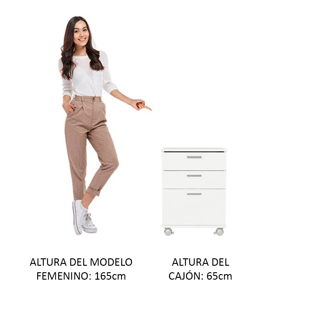 Cajonera para Baño con 3 Cajones y Ruedas Madesa Blanco 